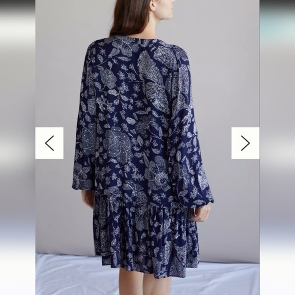 Anthropologie Saturday Sunday Navy and White Print Elyn Tunic Dress Size L - Picture 3 of 9